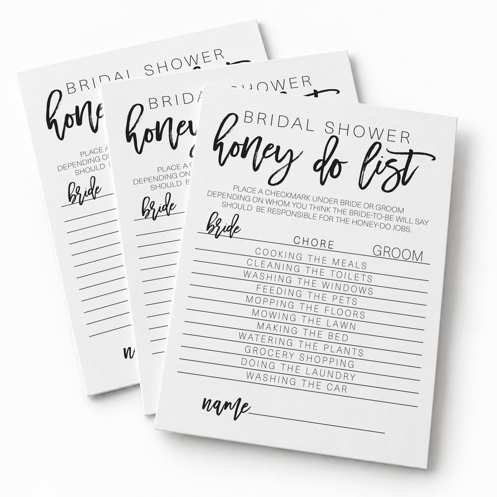 Bridal Shower Honey Do List Game