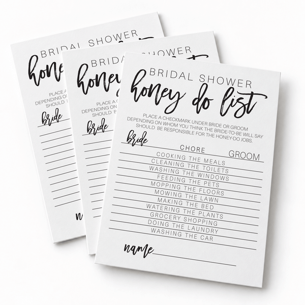 Bridal Shower Honey Do List Game