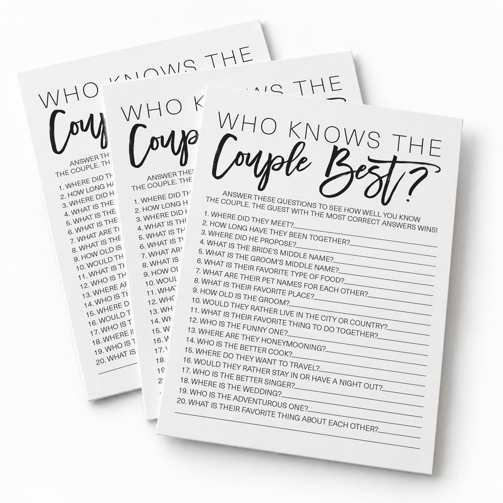 Who Knows The Couple Best Bridal Shower Game