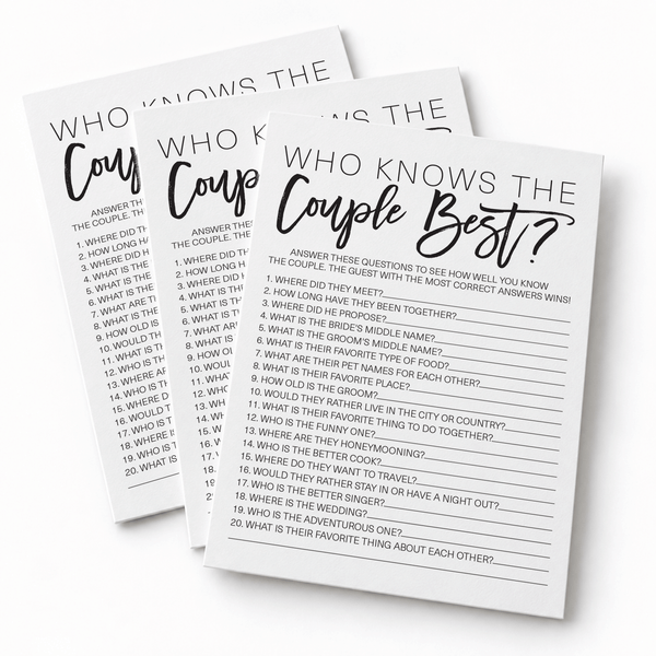Who Knows The Couple Best Bridal Shower Game