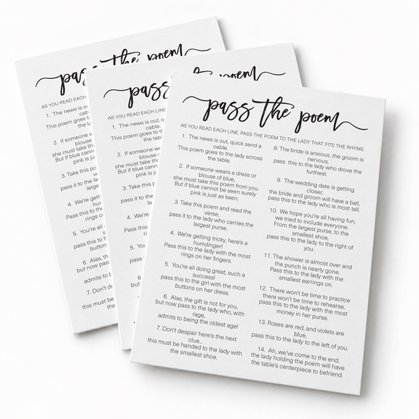 Pass The Poem Bridal Shower Game