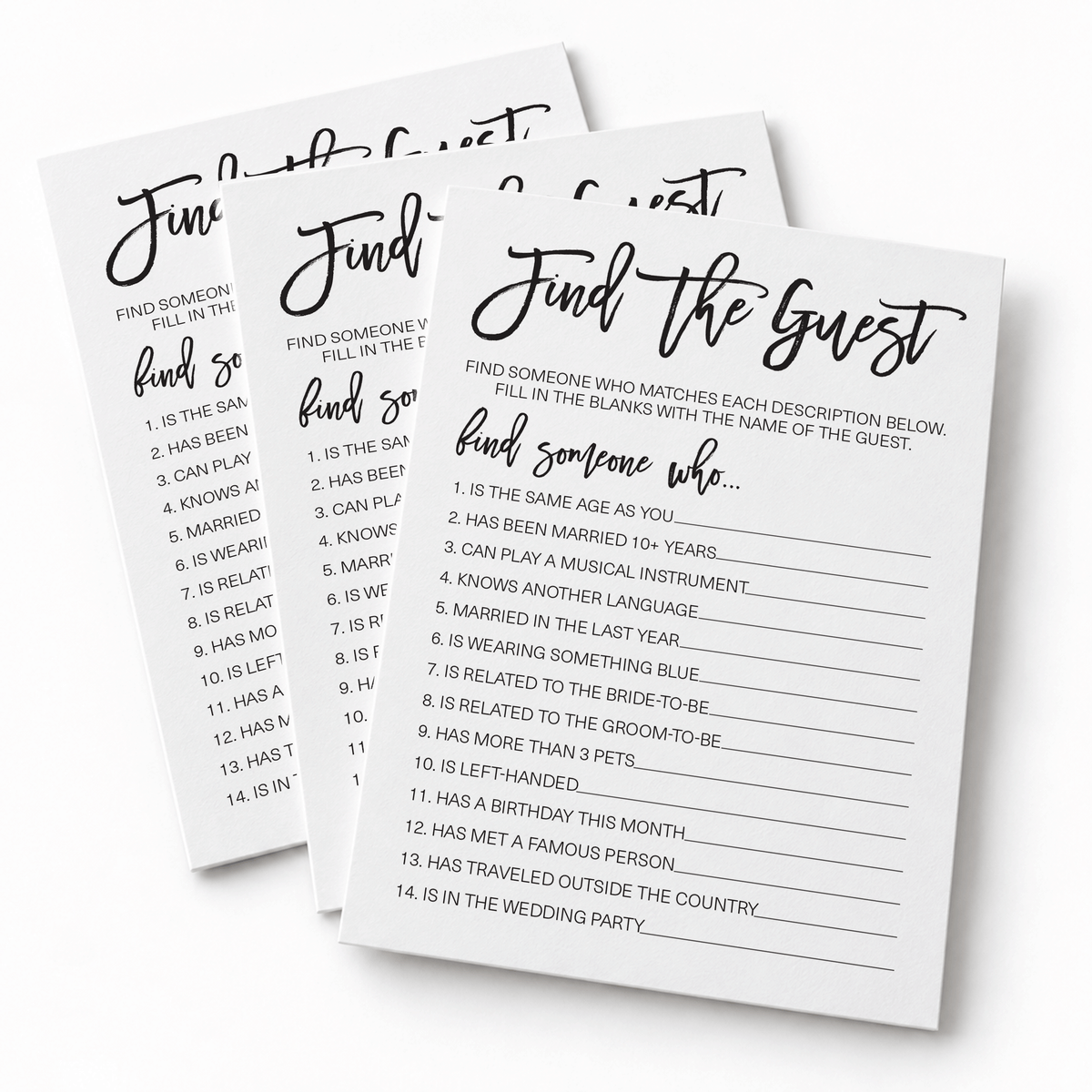 Find The Guest Bridal Shower Game