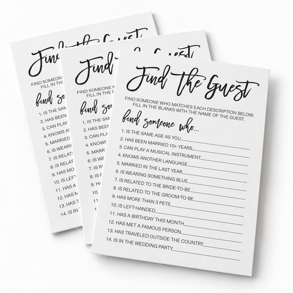 Find The Guest Bridal Shower Game