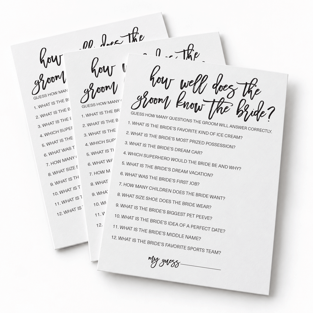 How Well Does The Groom Know The Bride Bridal Shower Game