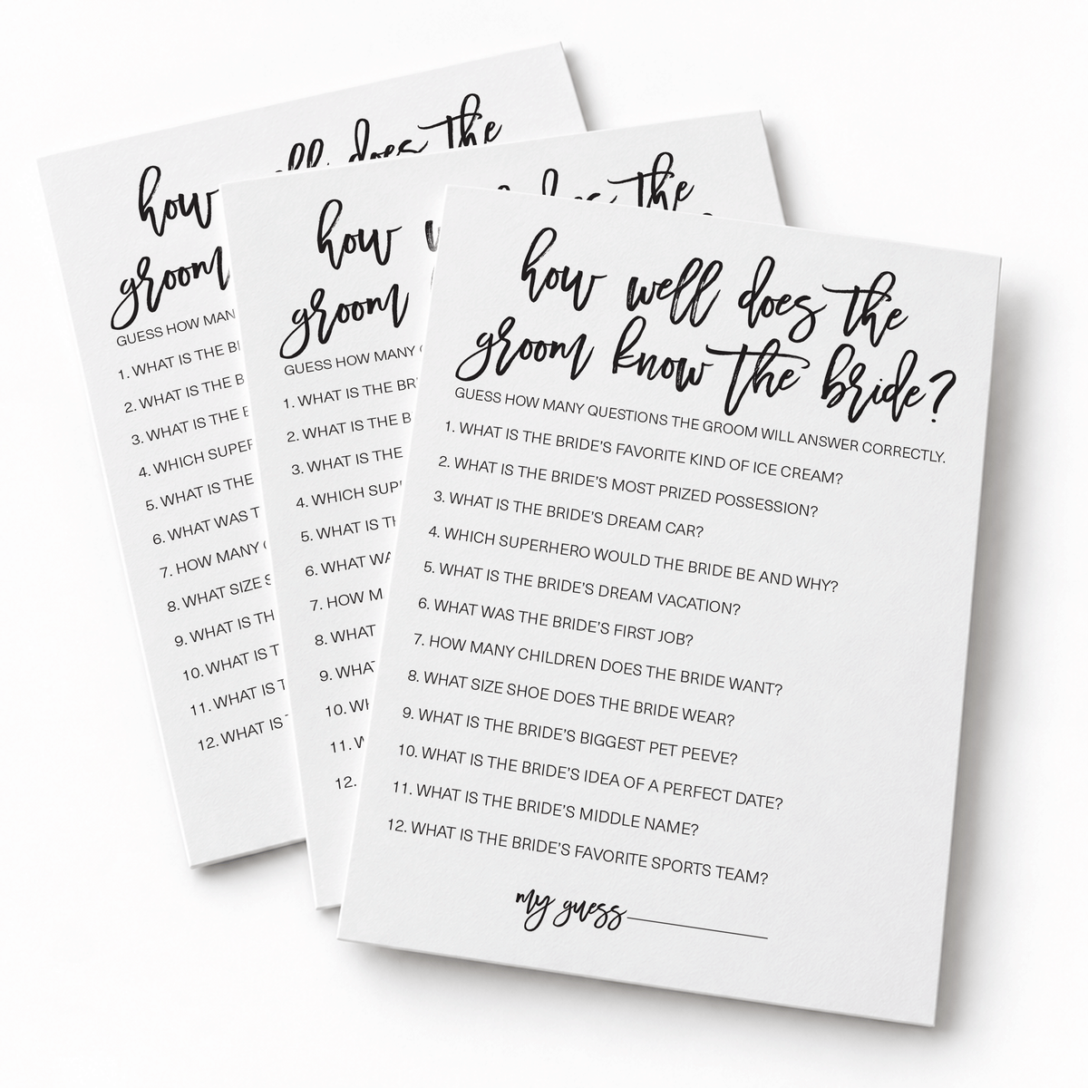How Well Does The Groom Know The Bride Bridal Shower Game