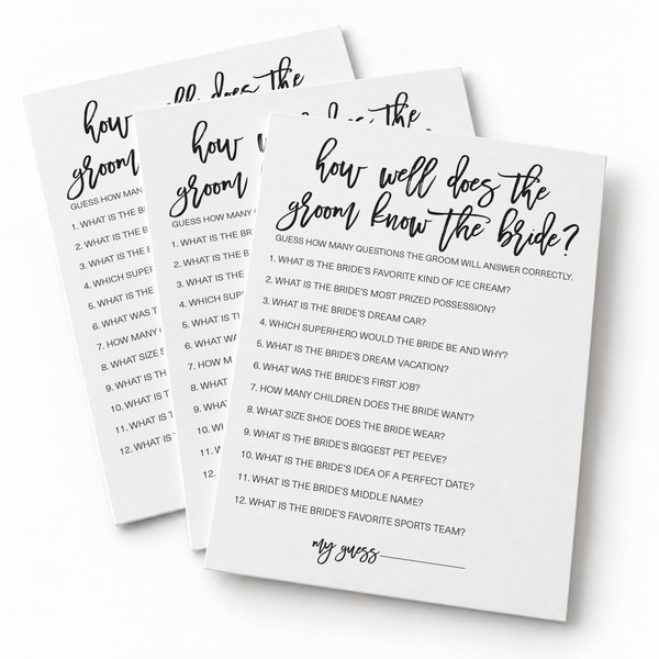 How Well Does The Groom Know The Bride Bridal Shower Game