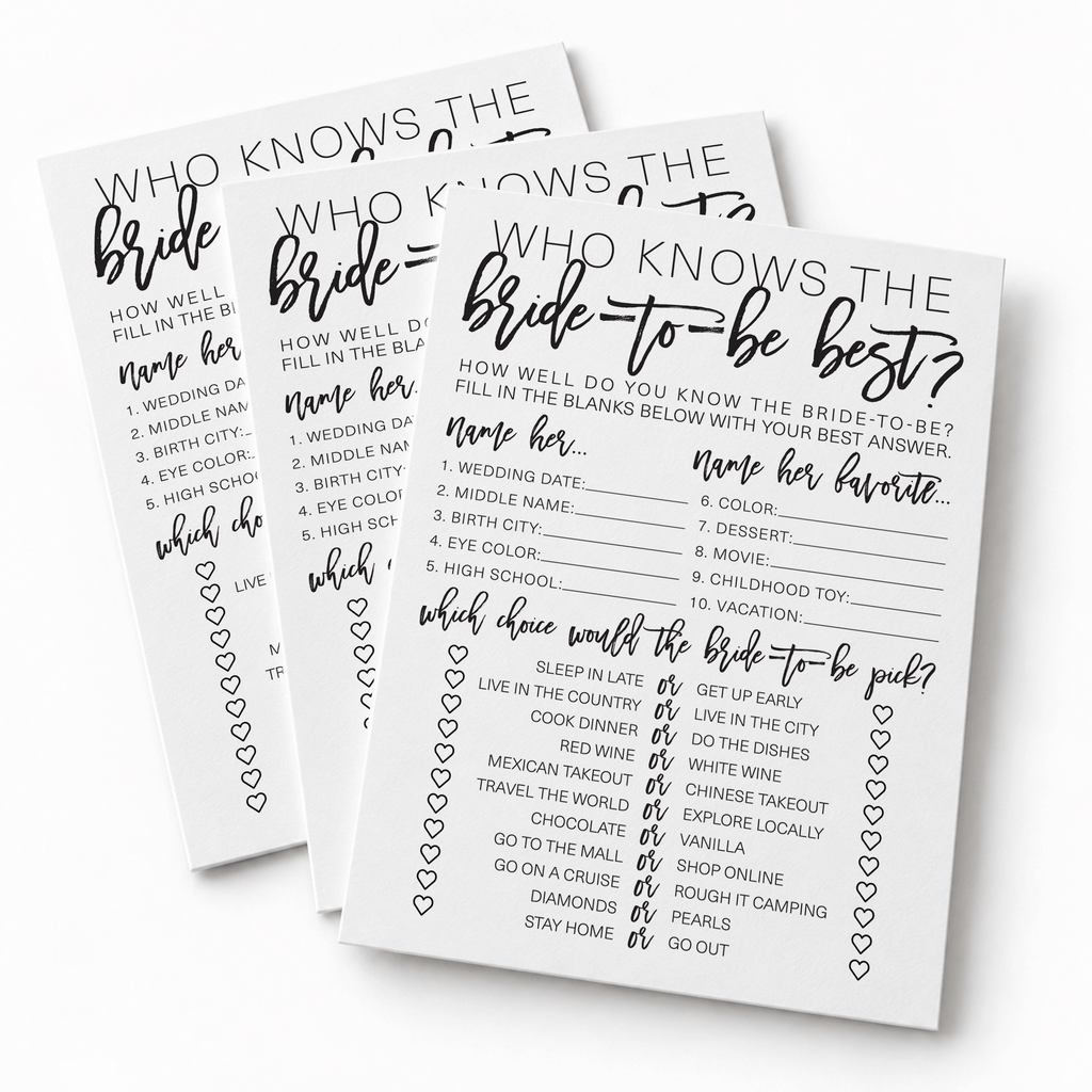 Who Knows The Bride-To-Be Best Bridal Shower Game