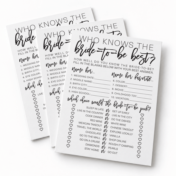 Who Knows The Bride-To-Be Best Bridal Shower Game