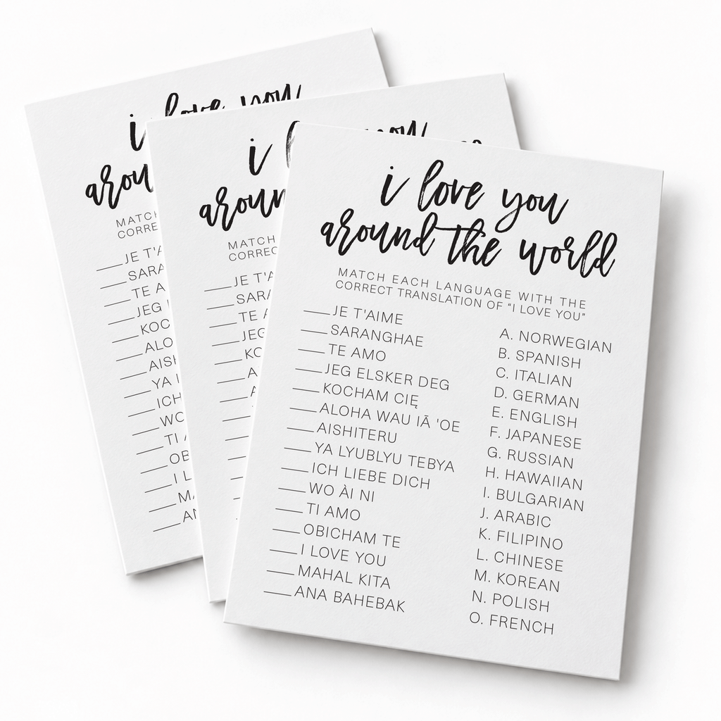I Love You Around The World Bridal Shower Game
