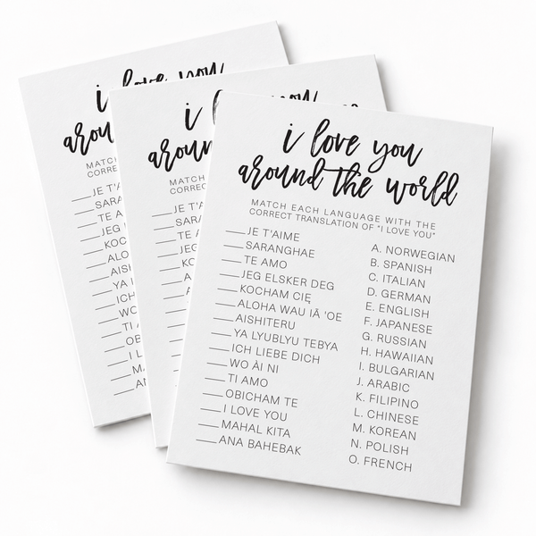I Love You Around The World Bridal Shower Game