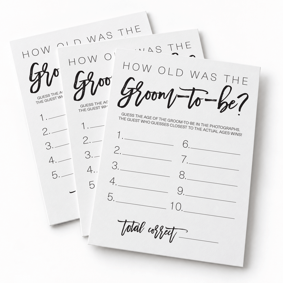 How Old was the Groom-to-be Bridal Shower Game