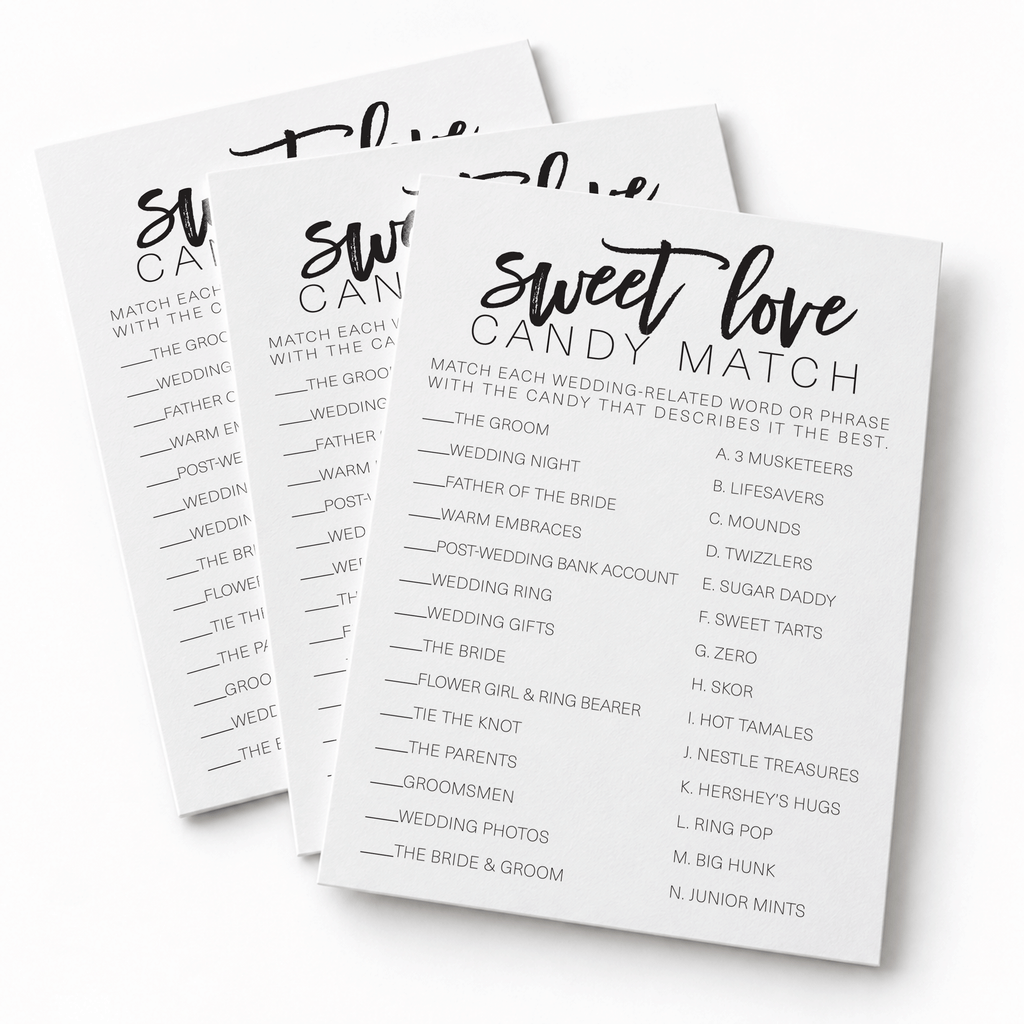 Sweet Love Candy Match Bridal Shower Game