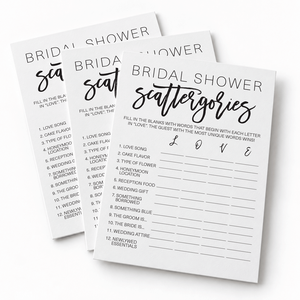 Bridal Shower Scattergories - Bridal Shower Game