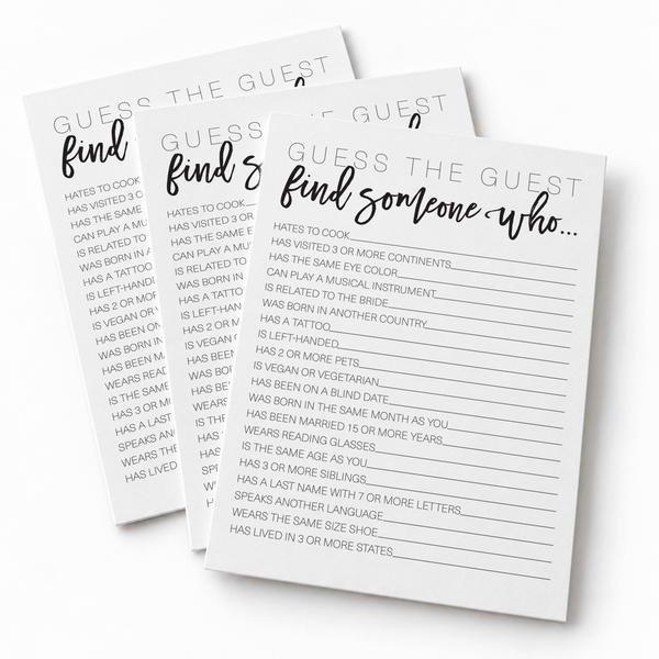 Guess The Guest Bridal Shower Game