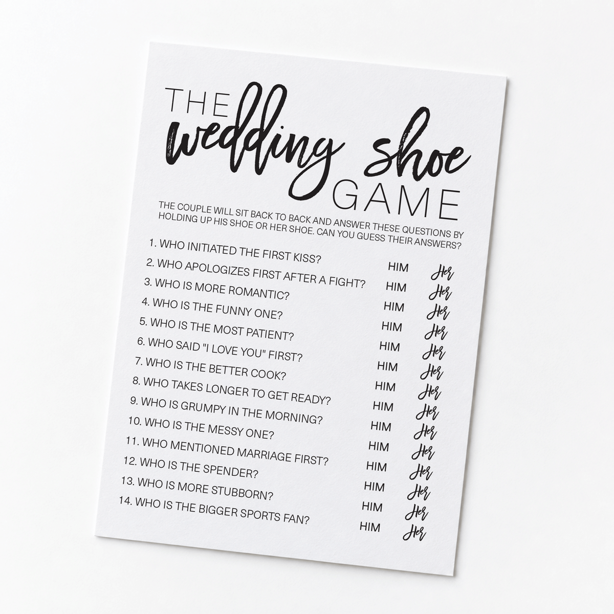 Wedding Shoe Bridal Shower Game