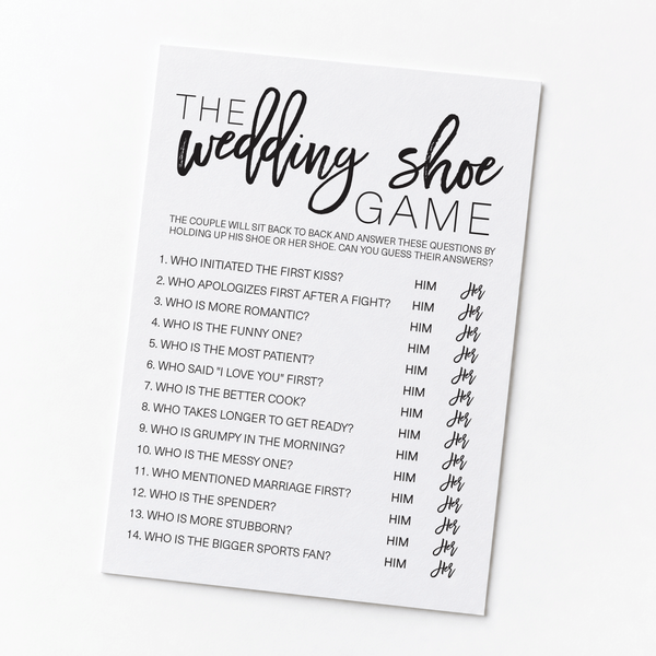 Wedding Shoe Bridal Shower Game