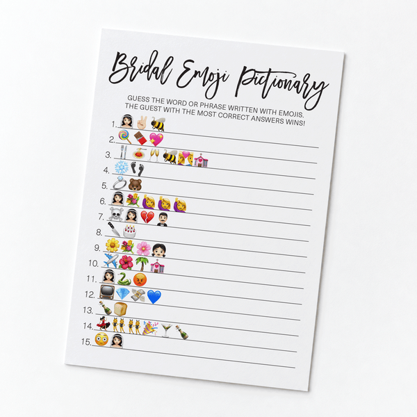 Bridal Emoji Pictionary Bridal Shower Game