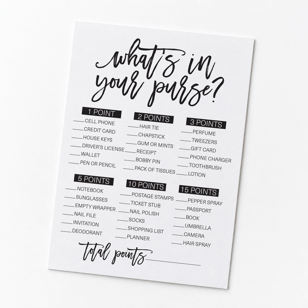 What's In Your Purse Bridal Shower Game