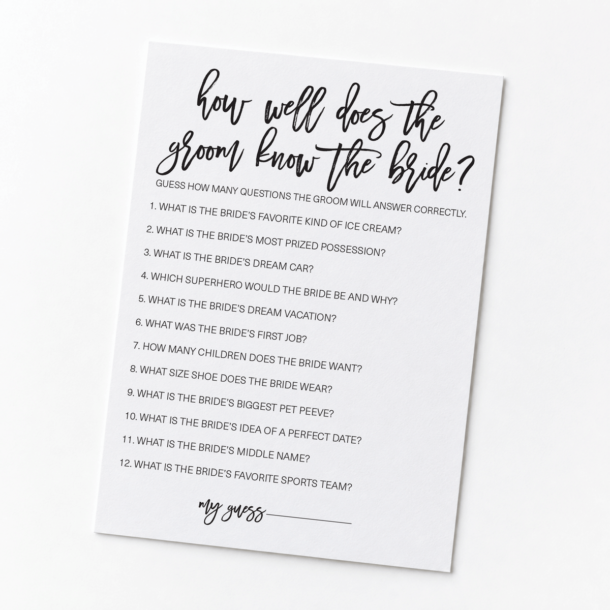 How Well Does The Groom Know The Bride Bridal Shower Game