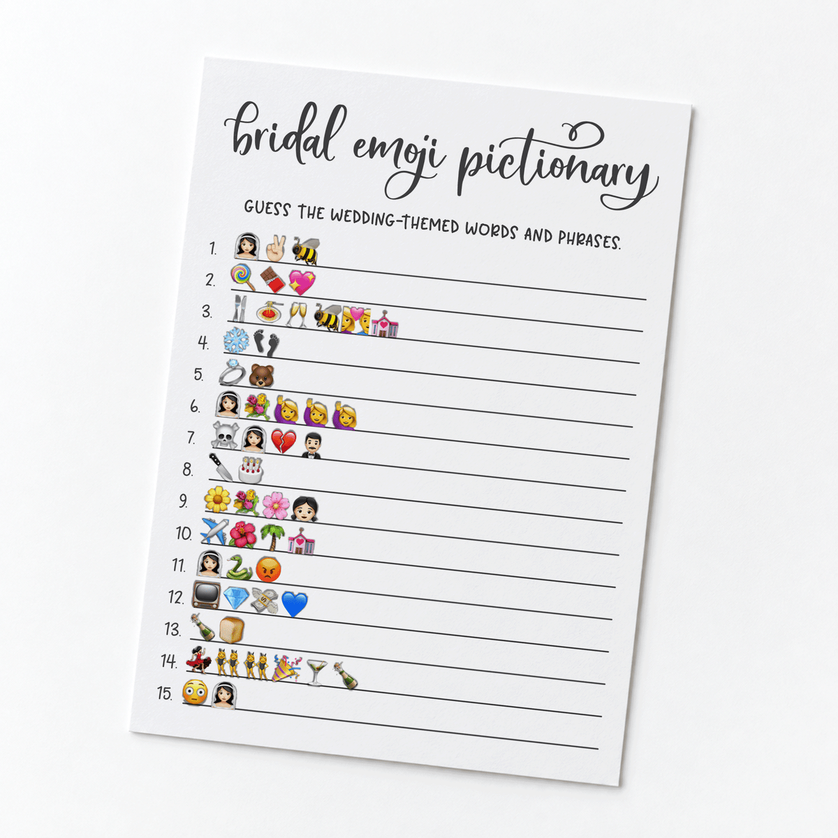 Bridal Emoji Pictionary Bridal Shower Game