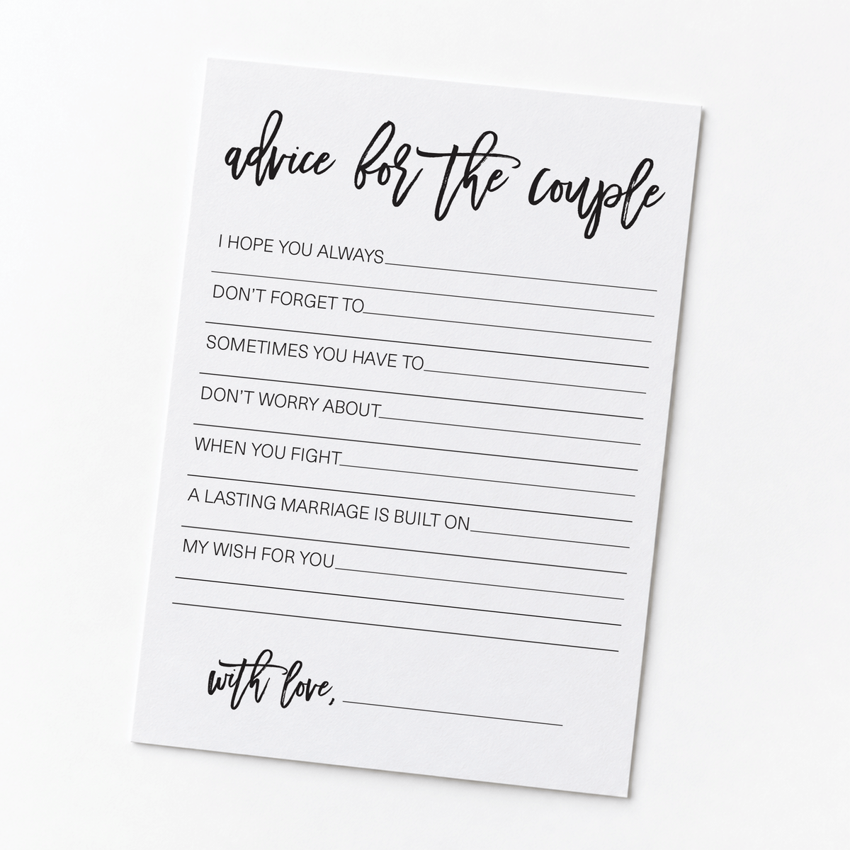 Advice for the Couple Bridal Shower Activity