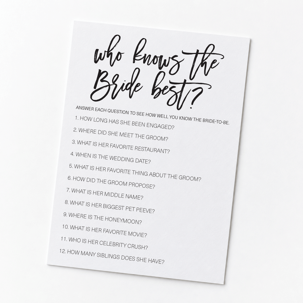 Who Knows The Bride Best Bridal Shower Game