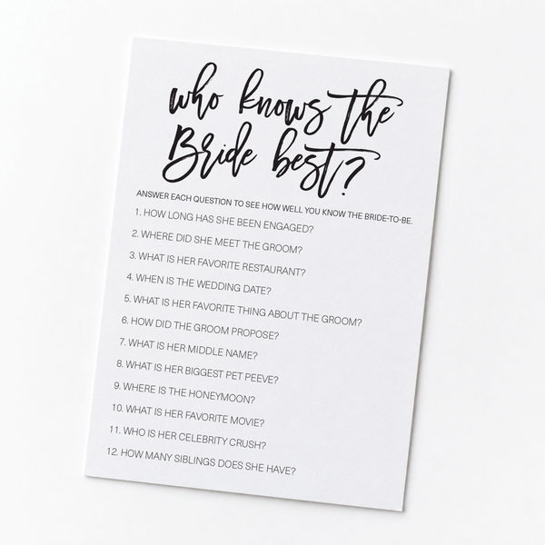 Who Knows The Bride Best Bridal Shower Game