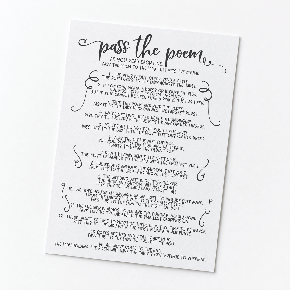 Pass The Poem Bridal Shower Game