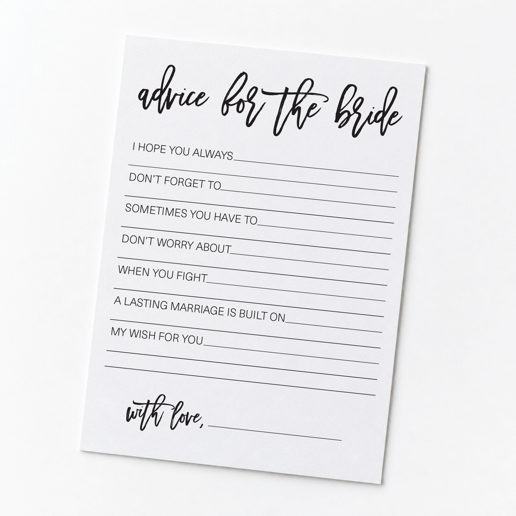 Advice for the Bride Bridal Shower Activity
