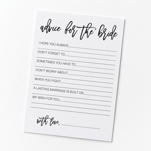 Advice for the Bride Bridal Shower Activity
