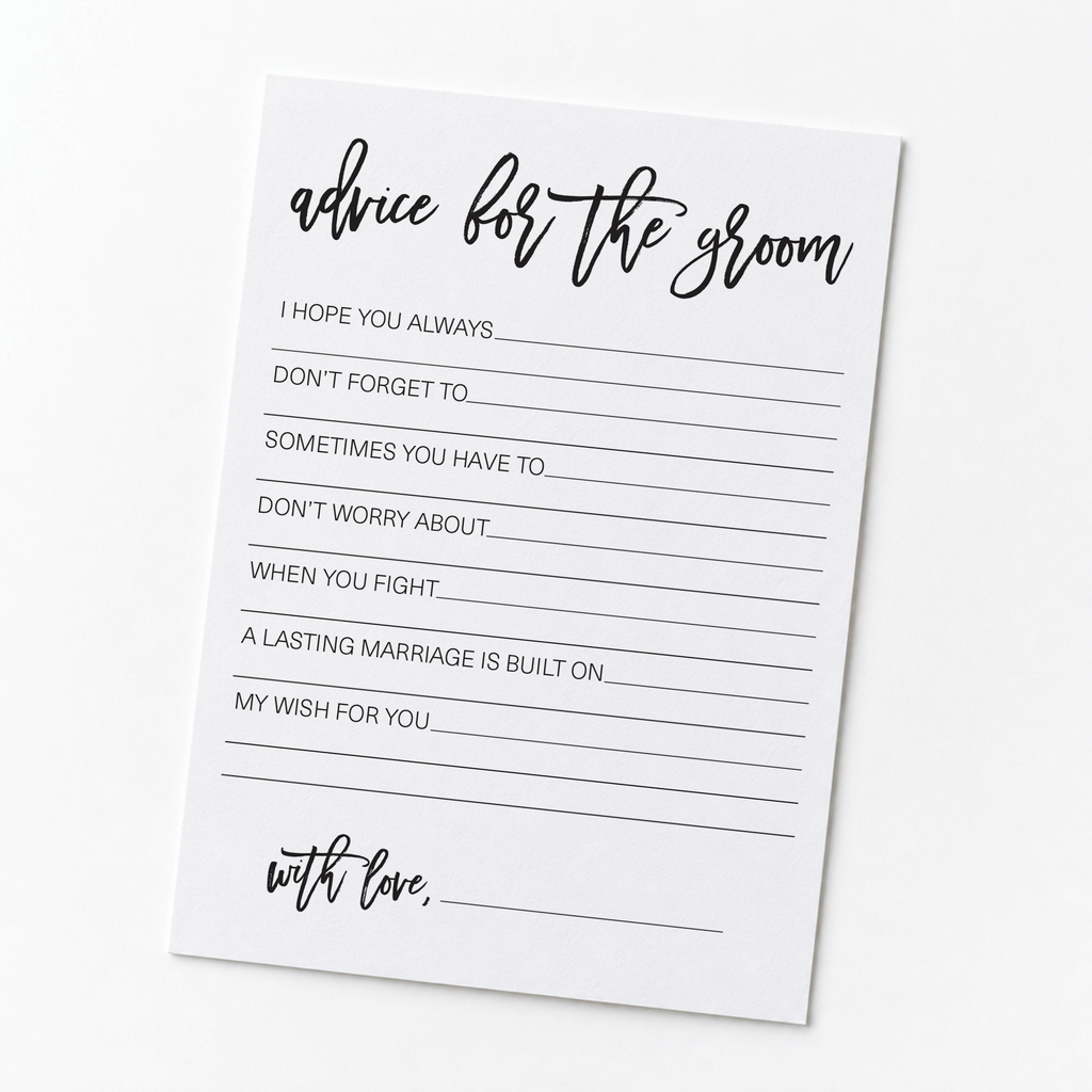 Advice for the Groom Bridal Shower Activity