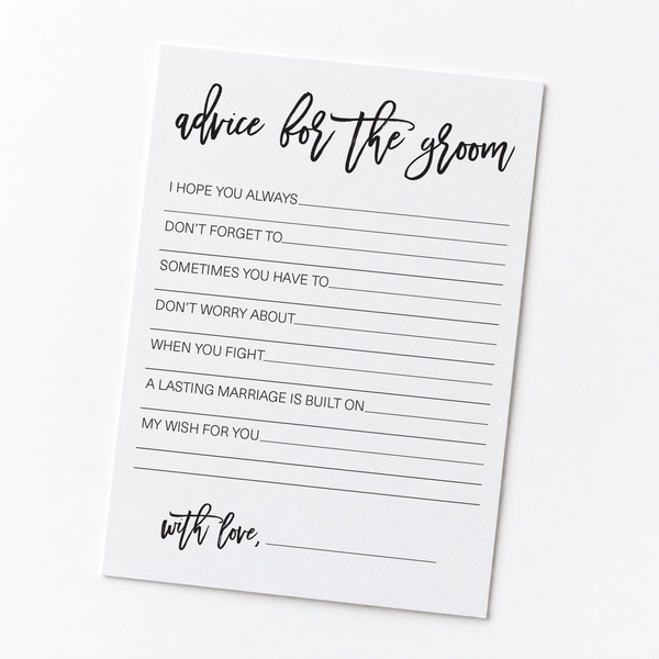 Advice for the Groom Bridal Shower Activity