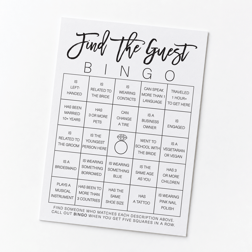 Find the Guest Bingo Bridal Shower Game