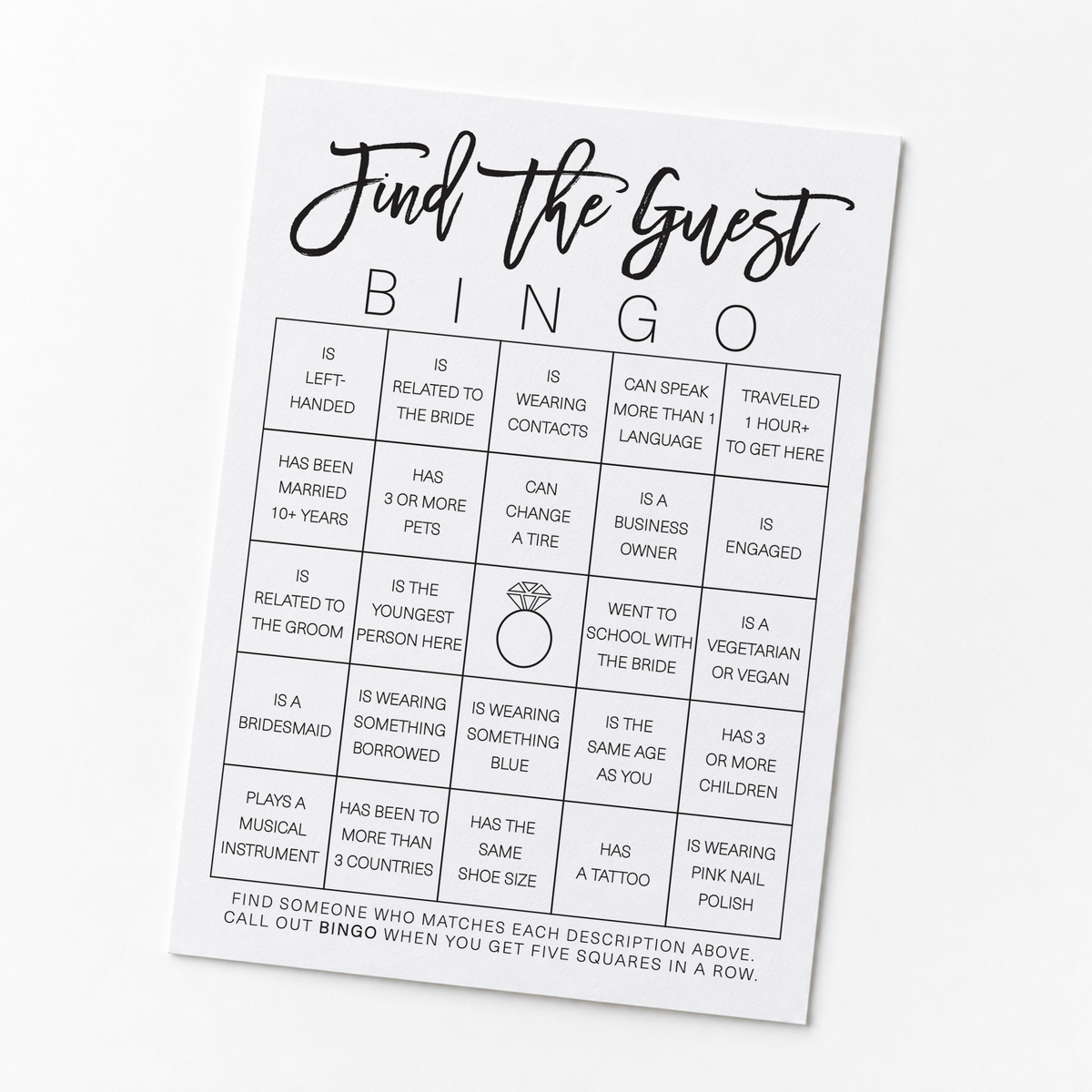 Find the Guest Bingo Bridal Shower Game