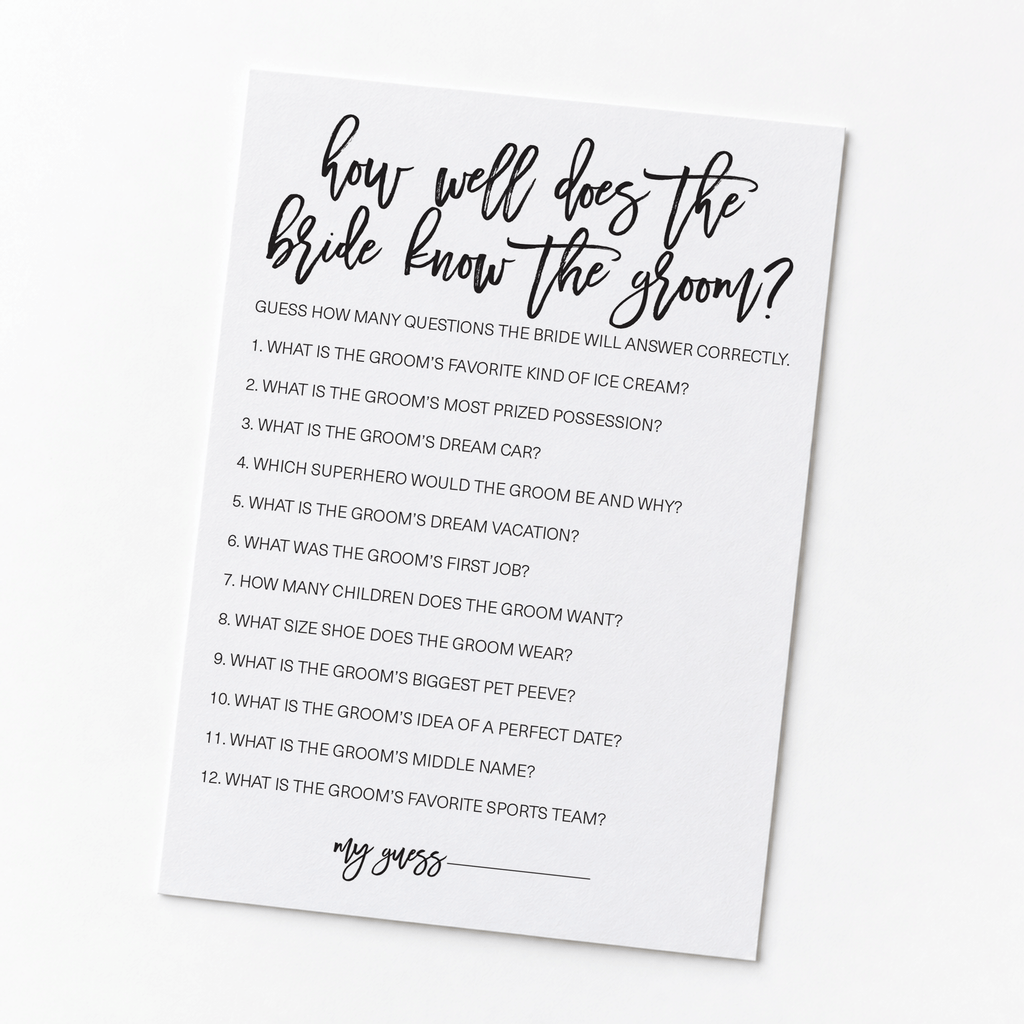 How Well Does The Bride Know The Groom Bridal Shower Game