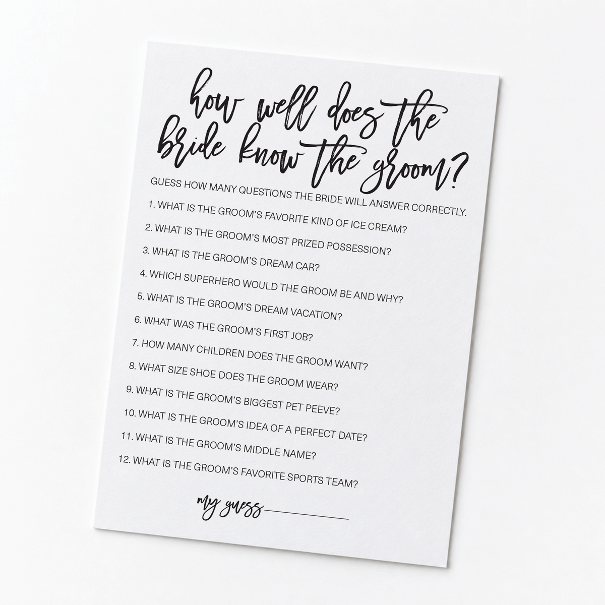How Well Does The Bride Know The Groom Bridal Shower Game
