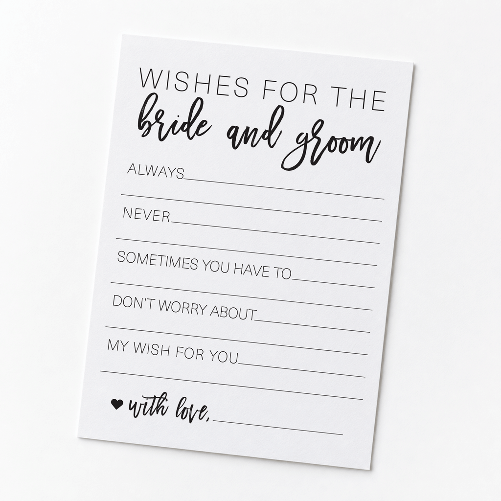 Wishes for the Bride and Groom Bridal Shower Activity
