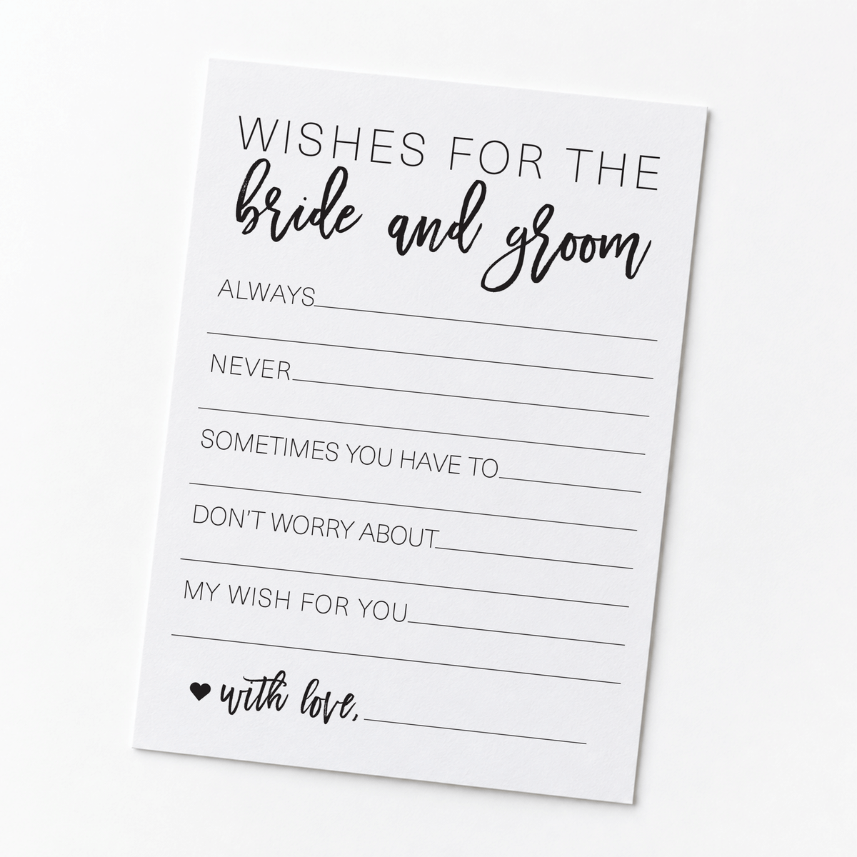Wishes for the Bride and Groom Bridal Shower Activity