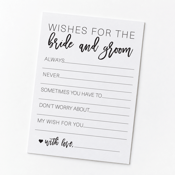 Wishes for the Bride and Groom Bridal Shower Activity