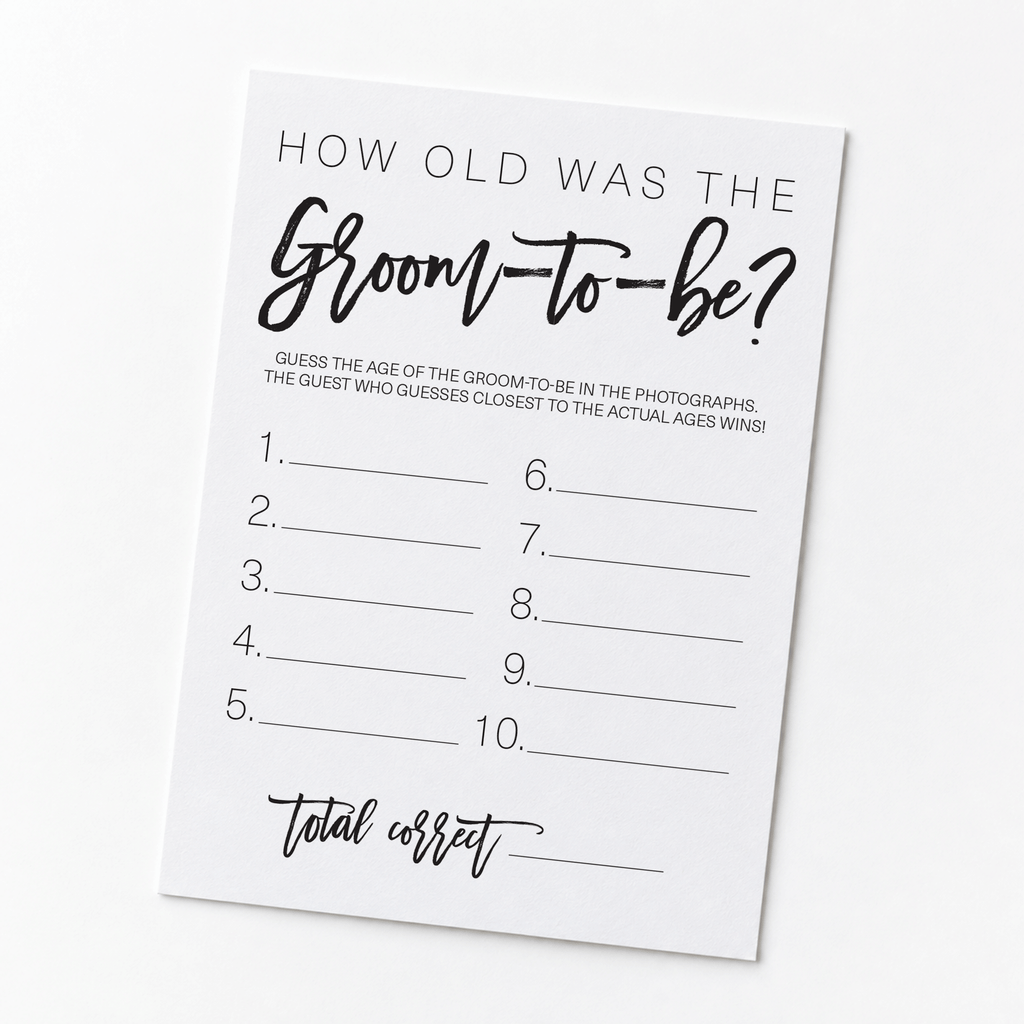 How Old was the Groom-to-be Bridal Shower Game