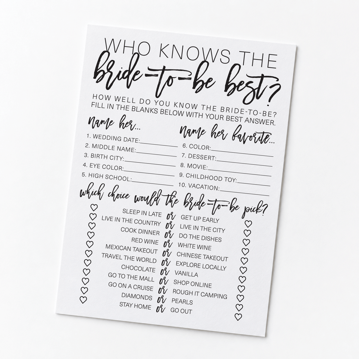 Who Knows The Bride-To-Be Best Bridal Shower Game