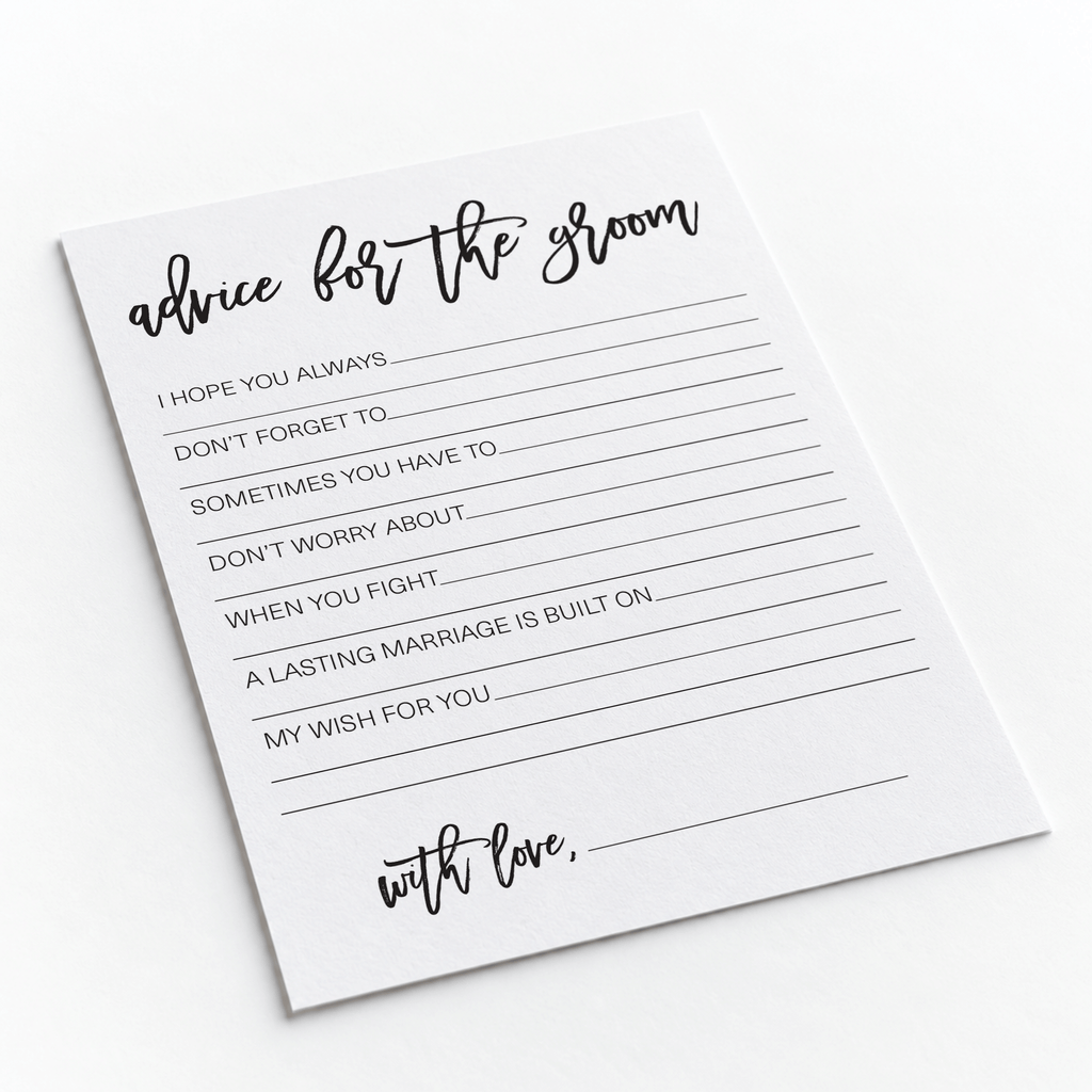 Advice for the Groom Bridal Shower Activity