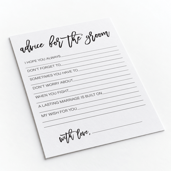 Advice for the Groom Bridal Shower Activity