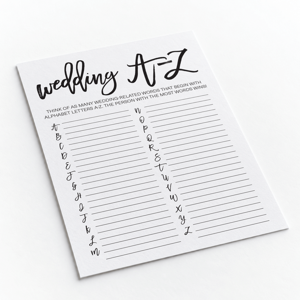 Wedding A-Z Bridal Shower Game
