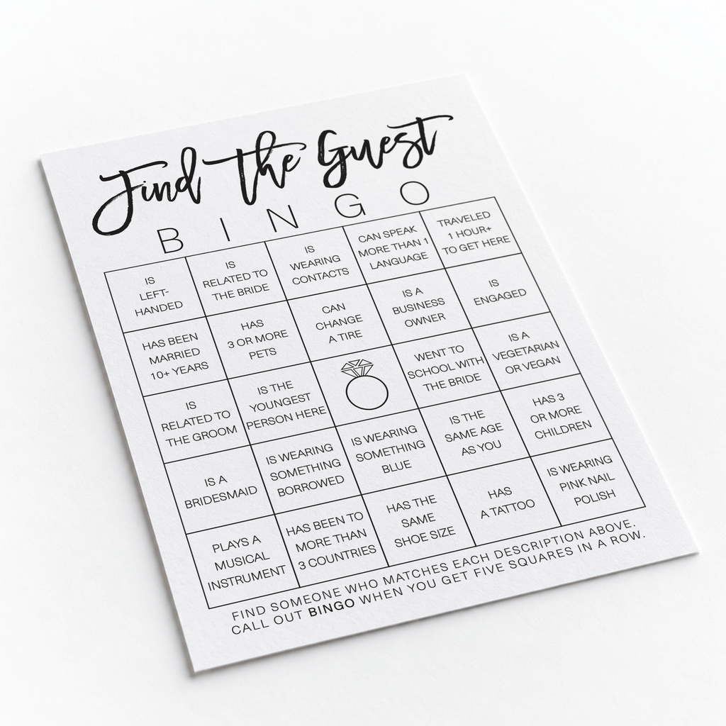 Find the Guest Bingo Bridal Shower Game