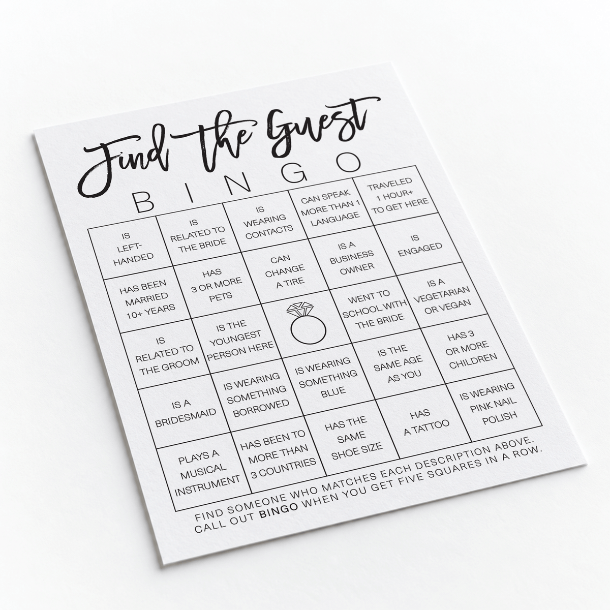 Find the Guest Bingo Bridal Shower Game