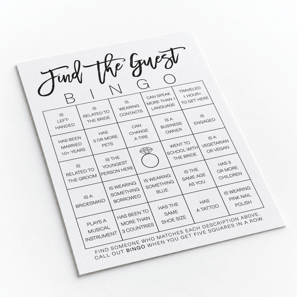 Find the Guest Bingo Bridal Shower Game