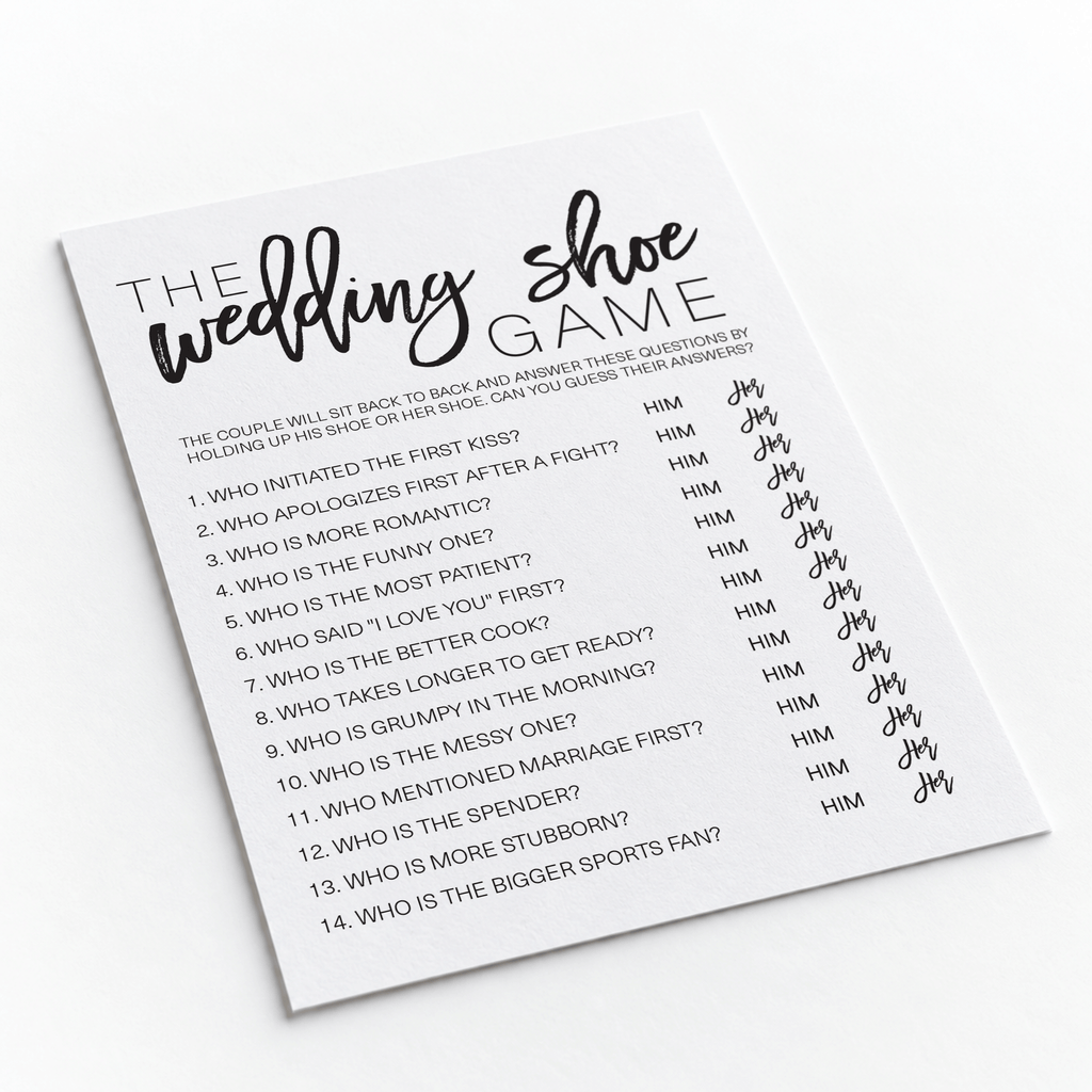Wedding Shoe Bridal Shower Game