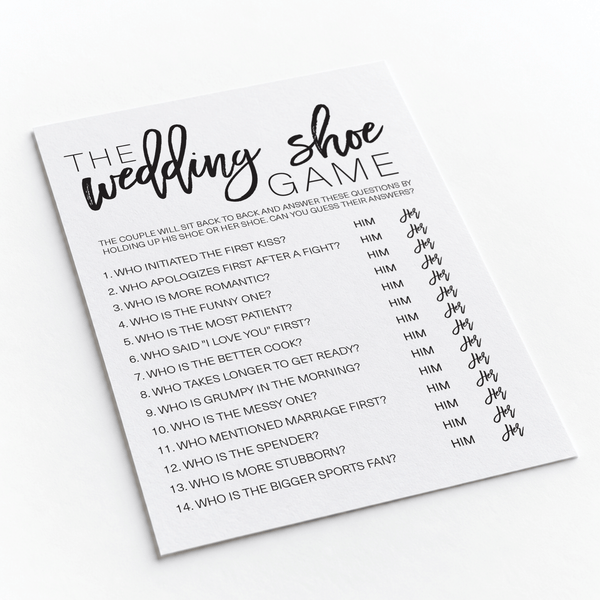 Wedding Shoe Bridal Shower Game