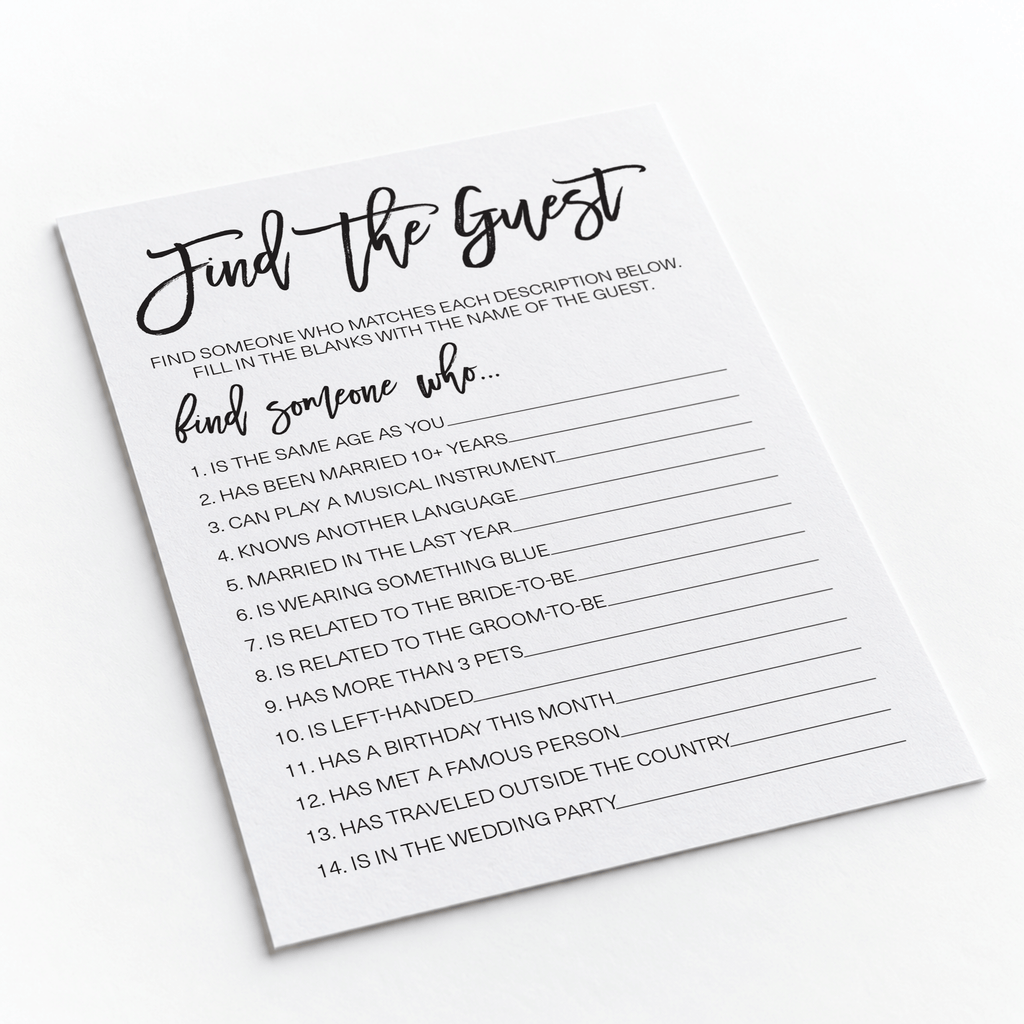Find The Guest Bridal Shower Game